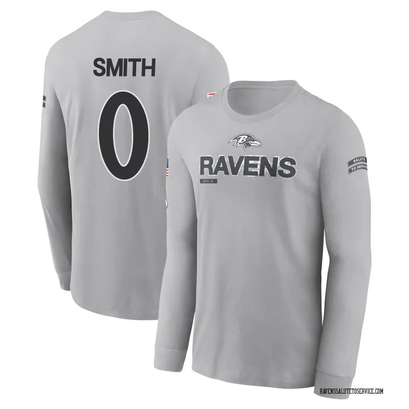 Youth Roquan Smith Baltimore Ravens Gray 2024 Salute to Service Long Sleeve T-Shirt