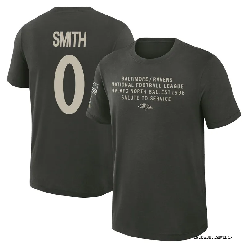 Youth Roquan Smith Baltimore Ravens Green Dark/ 2025 Salute to Service Sideline Slub T-Shirt