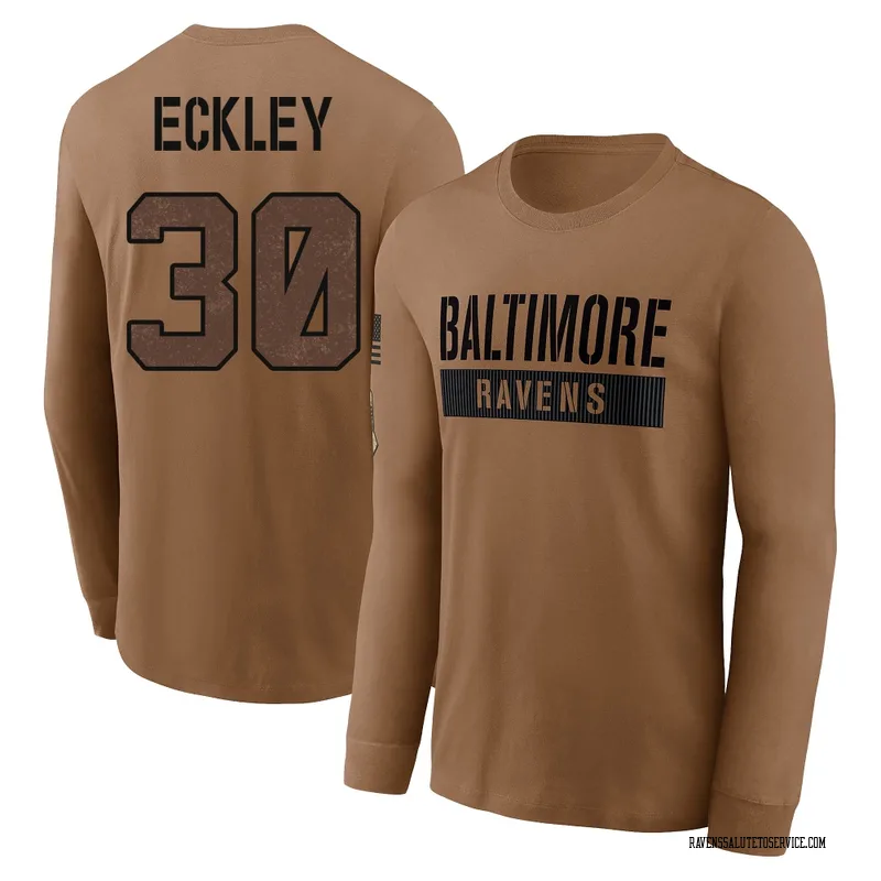 Youth Ryan Eckley Baltimore Ravens Brown / 2023 Salute To Service Long Sleeve T-Shirt