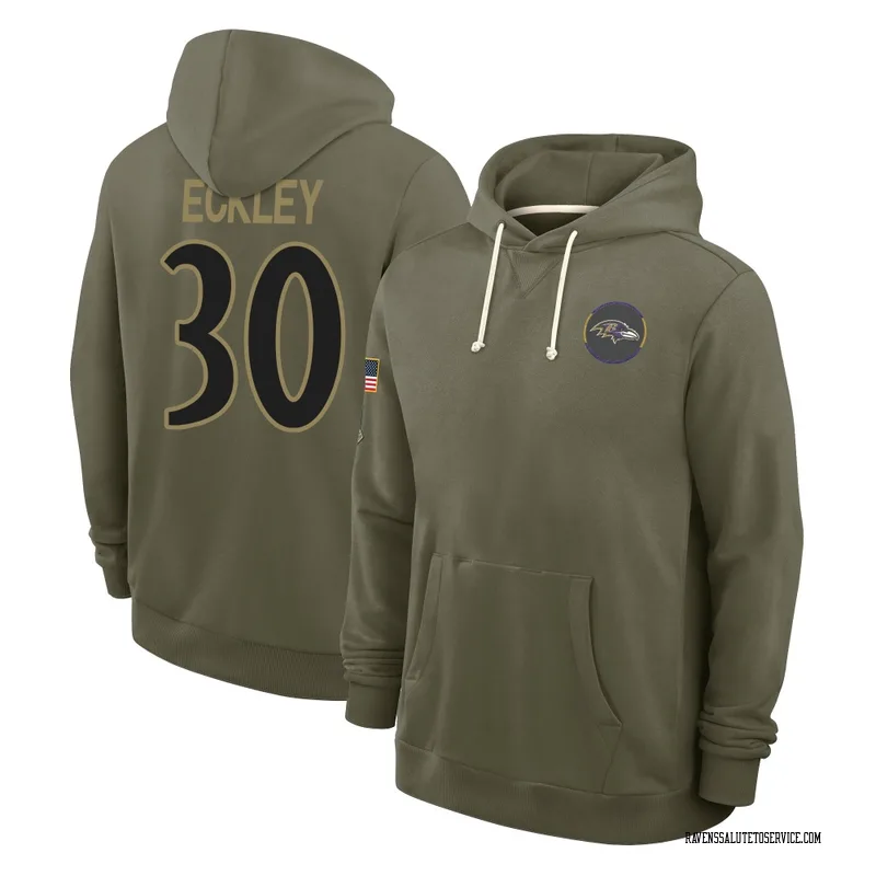 Youth Ryan Eckley Baltimore Ravens Olive 2025 Salute to Service Hoodie