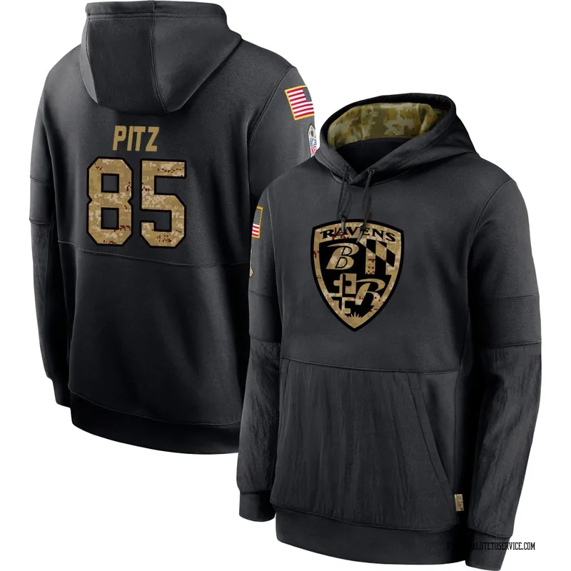 Youth Sam Pitz Baltimore Ravens Black 2020 Salute to Service Sideline Performance Pullover Hoodie