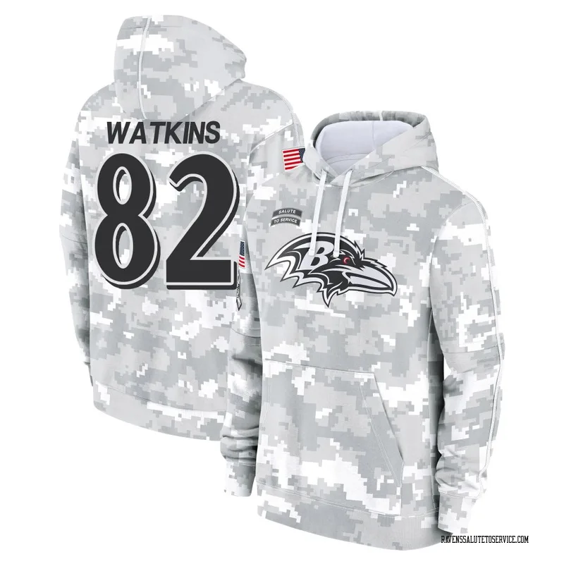 Youth Sammy Watkins Baltimore Ravens Camo Arctic 2024 Salute to Service Club Fleece Pullover Hoodie