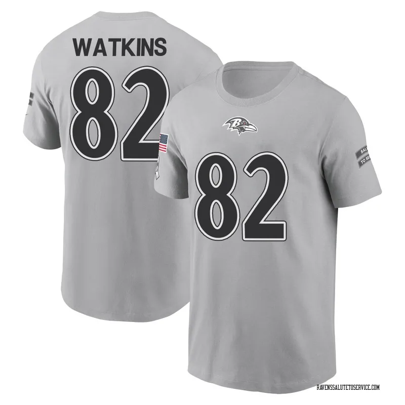 Youth Sammy Watkins Baltimore Ravens Gray 2024 Salute to Service Name & Number T-Shirt