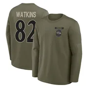 Youth Sammy Watkins Baltimore Ravens Olive 2025 Salute to Service Sideline Coaches Long Sleeve T-Shirt