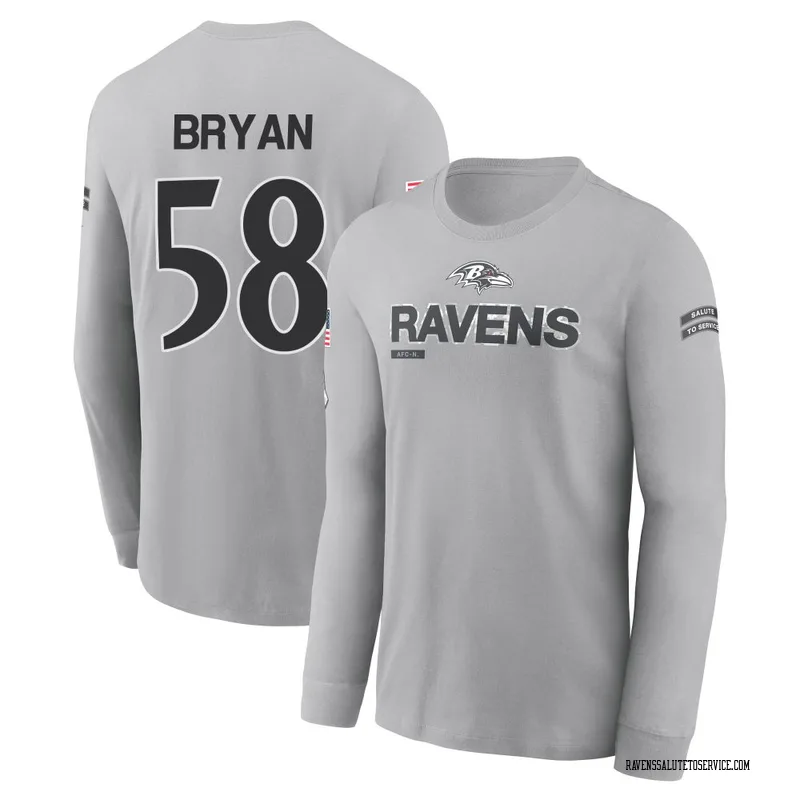 Youth Taven Bryan Baltimore Ravens Gray 2024 Salute to Service Long Sleeve T-Shirt