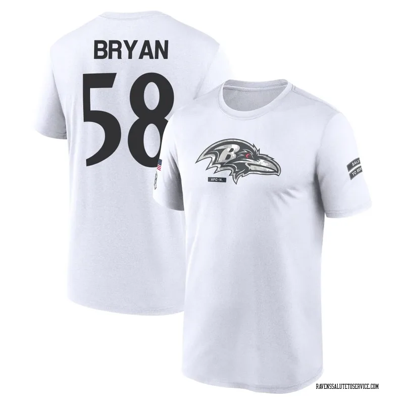 Youth Taven Bryan Baltimore Ravens Legend White 2024 Salute to Service Performance T-Shirt