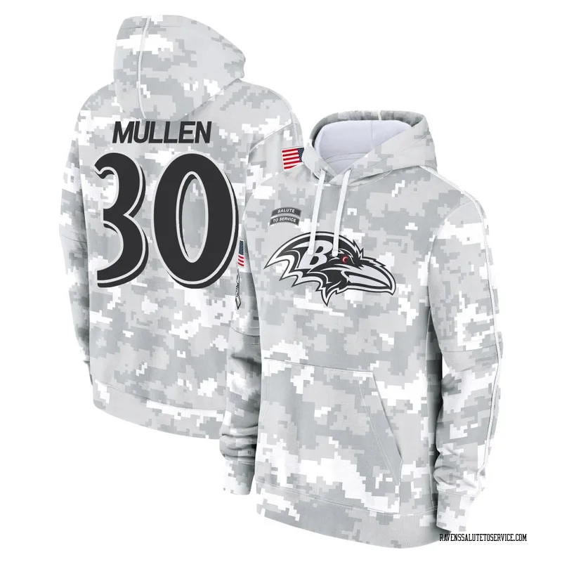 Youth Trayvon Mullen Baltimore Ravens Camo Arctic 2024 Salute to Service Club Fleece Pullover Hoodie