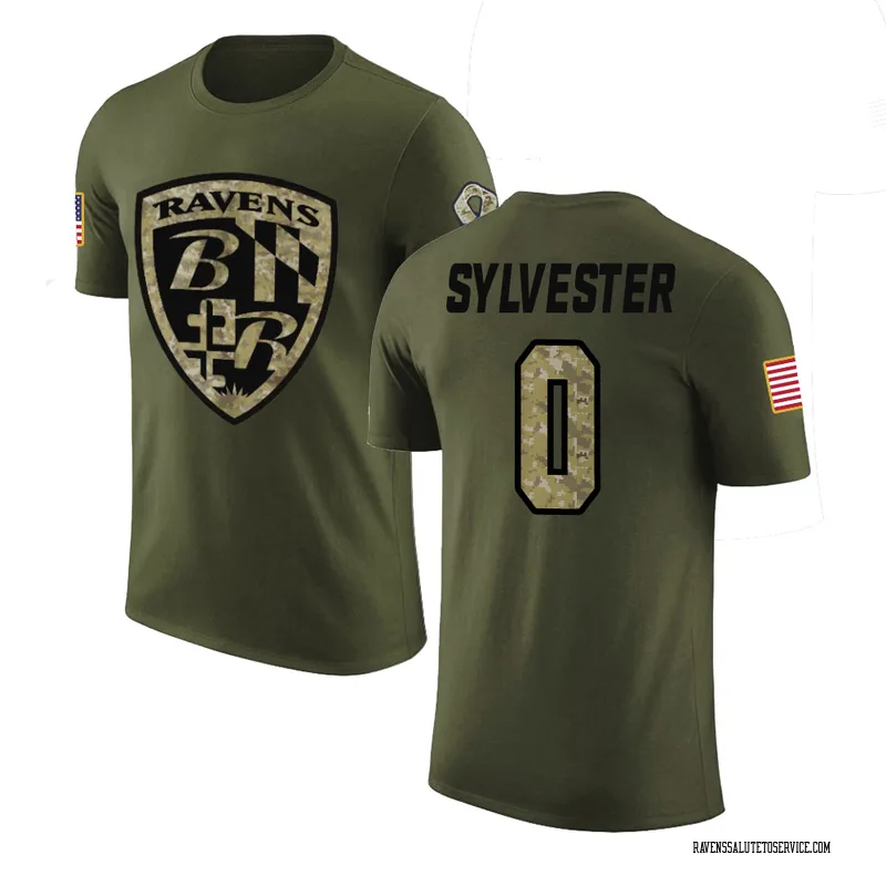 Youth Trevonte Sylvester Baltimore Ravens Legend Olive Salute to Service T-Shirt