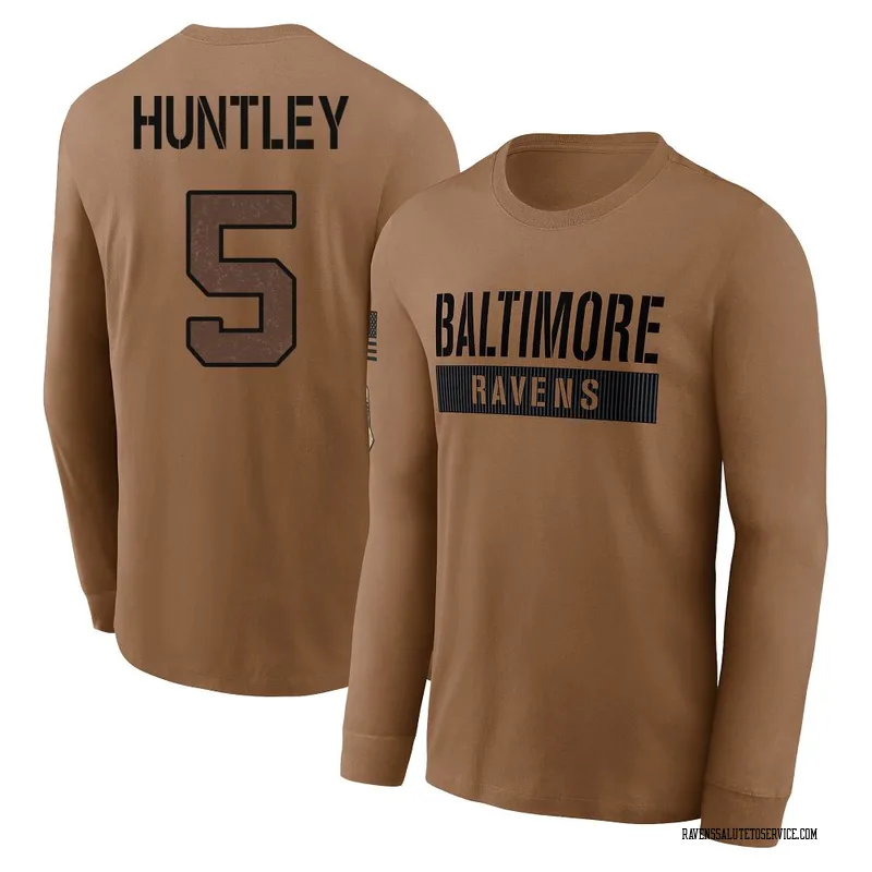 Youth Tyler Huntley Baltimore Ravens Brown / 2023 Salute To Service Long Sleeve T-Shirt