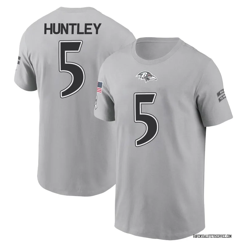 Youth Tyler Huntley Baltimore Ravens Gray 2024 Salute to Service Name & Number T-Shirt