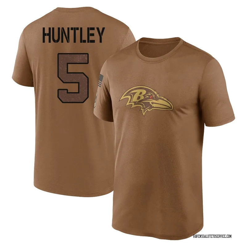 Youth Tyler Huntley Baltimore Ravens Legend Brown 2023 Salute To Service Performance T-Shirt