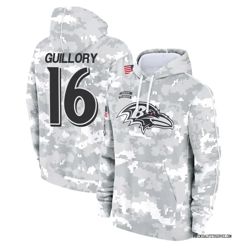 Youth Xavier Guillory Baltimore Ravens Camo Arctic 2024 Salute to Service Club Fleece Pullover Hoodie