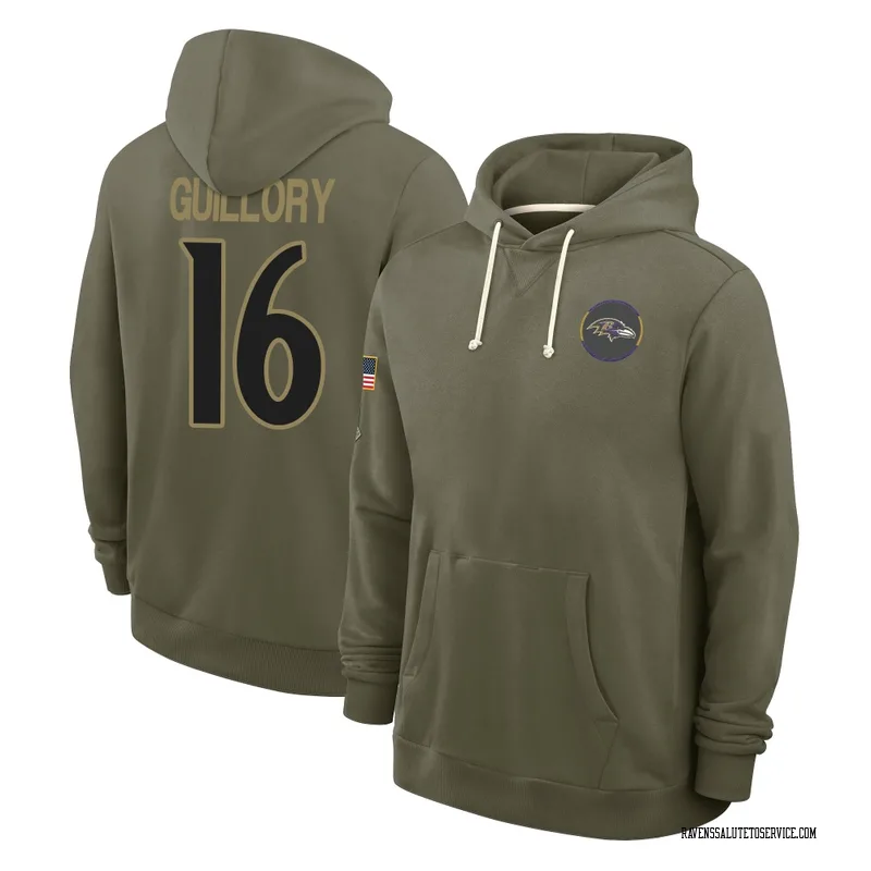 Youth Xavier Guillory Baltimore Ravens Olive 2025 Salute to Service Hoodie