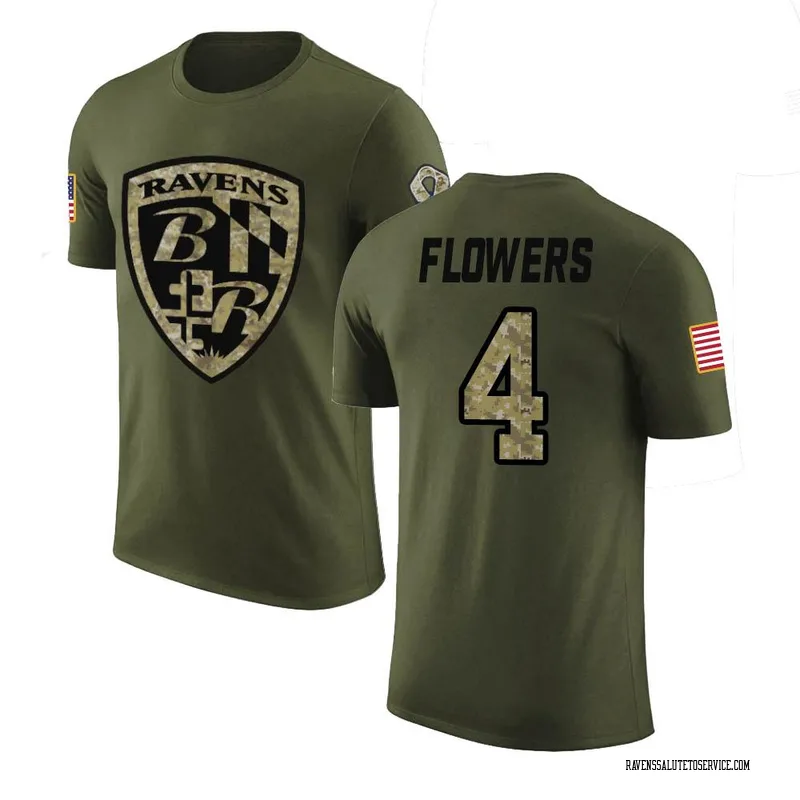 Youth Zay Flowers Baltimore Ravens Legend Olive Salute to Service T-Shirt