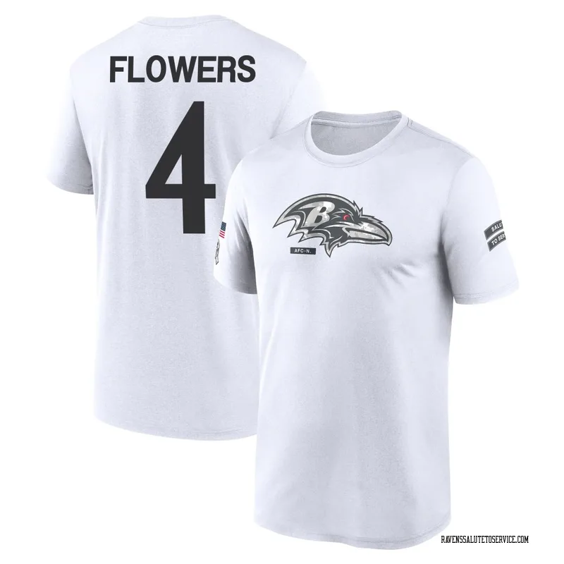 Youth Zay Flowers Baltimore Ravens Legend White 2024 Salute to Service Performance T-Shirt