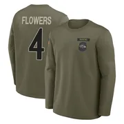 Youth Zay Flowers Baltimore Ravens Olive 2025 Salute to Service Sideline Coaches Long Sleeve T-Shirt