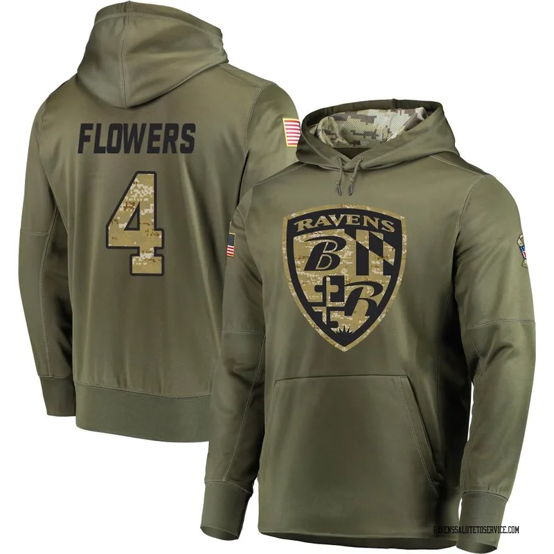 Youth Zay Flowers Baltimore Ravens Olive Salute to Service Pullover Hoodie