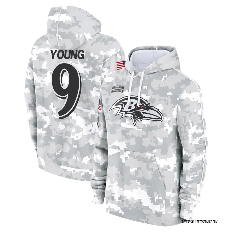 Youth Zion Young Baltimore Ravens Camo Arctic 2024 Salute to Service Club Fleece Pullover Hoodie